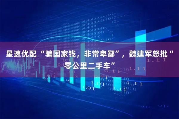 星速优配 “骗国家钱，非常卑鄙”，魏建军怒批“零公里二手车”