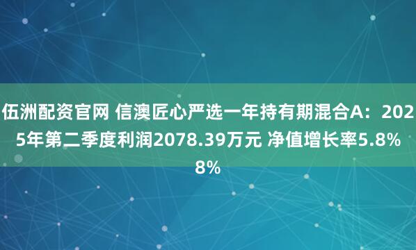 伍洲配资官网 信澳匠心严选一年持有期混合A：2025年第二季度利润2078.39万元 净值增长率5.8%