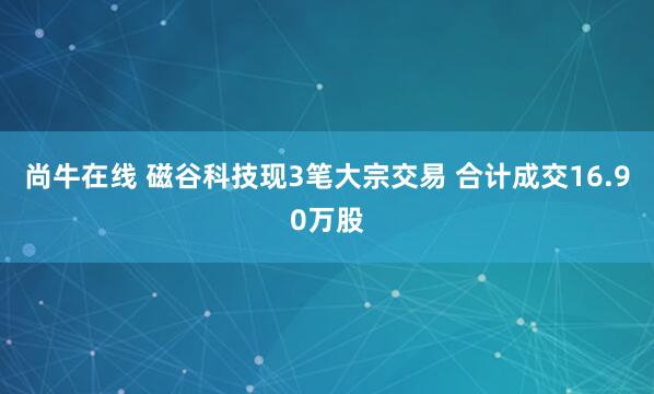 尚牛在线 磁谷科技现3笔大宗交易 合计成交16.90万股